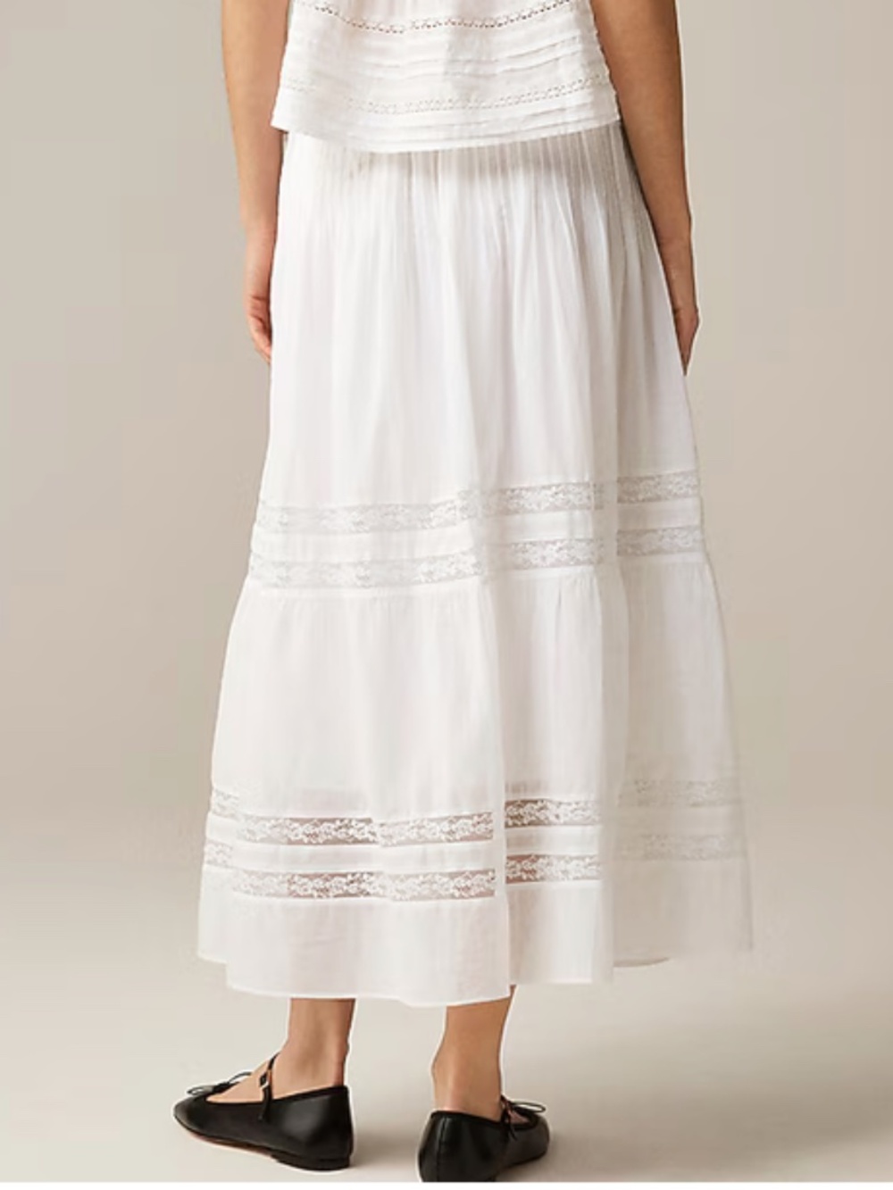 J. Crew White Lace Pintuck Skirt, lined,  NWT - Picture 2 of 4
